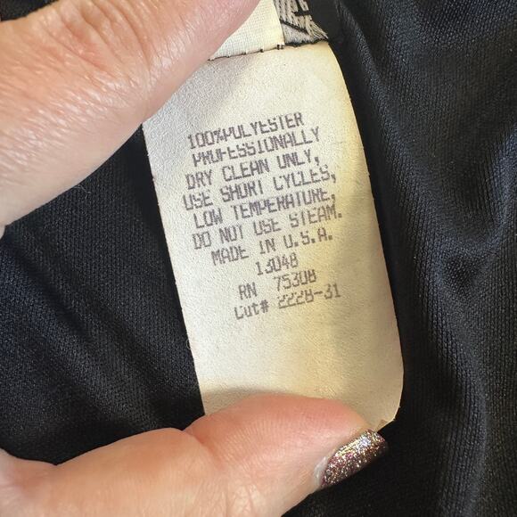 VTG Niki Livas Black Textured Midi Dress 10 Bodycon Evening USA 90s Minimalist - Picture 10 of 10